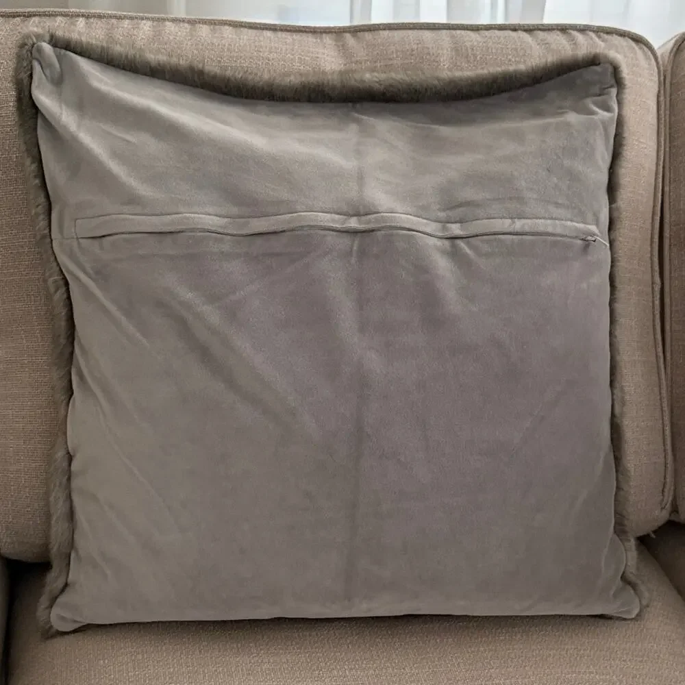 IKEA ATLISSA Brown Gray Faux Fur Pillow Cover 20
